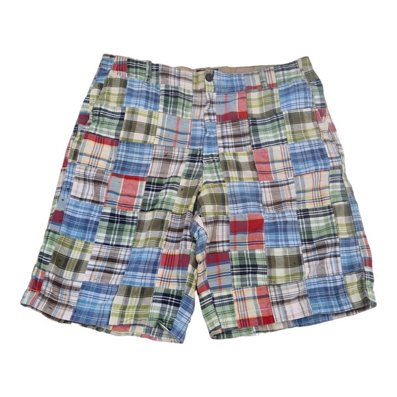 Men's 38 Indian Madras Shorts Patchwork Plaid Preppy Cargo Vtg by Izod J… - Picture 2 of 9